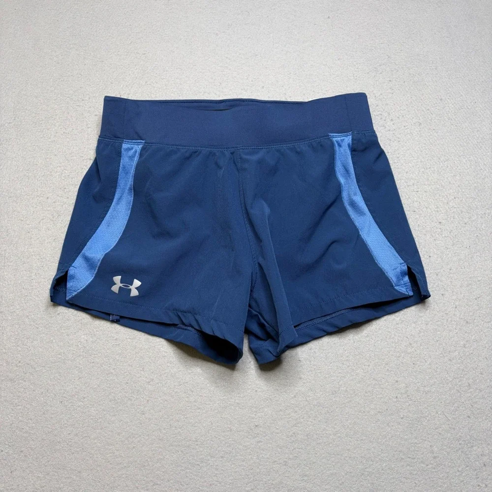 Under Armour Shorts Womens XS Blue Speedpocket HeatGear Running Athletic
